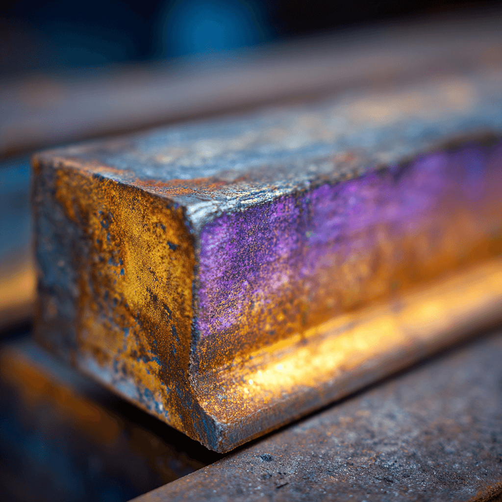Close-up of durable metal roofing against a dark sky